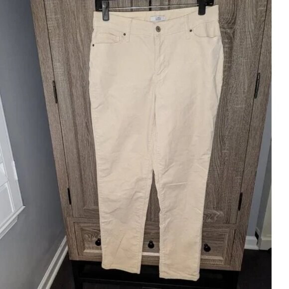 *3 FOR $9* Croft & Barrow Straight Cut Leg Fit Stretch Corduroy Cords Ivory Pant - Picture 1 of 2